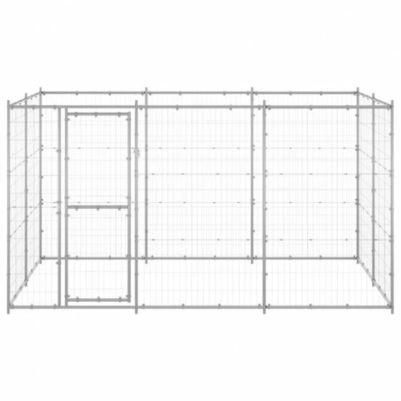 Vidaxl Perrera Con Puerta De Bisagra Plateada Para Perros 1210 Cm X 220 Cm X 180 Cm 2 Vidaxl Perrera Con Puerta De Bisagra Plateada Para Perros 1210 Cm X 220 Cm X 180 Cm - Imagen 2