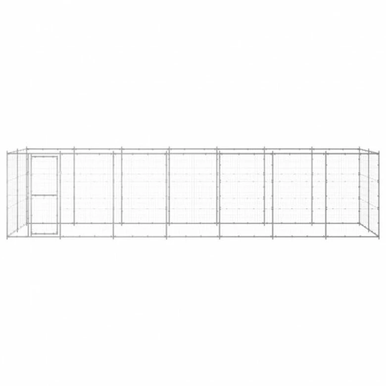 Vidaxl Perrera Con Puerta De Bisagra Plateada Para Perros 1210 Cm X 220 Cm X 180 Cm 4 Vidaxl Perrera Con Puerta De Bisagra Plateada Para Perros 1210 Cm X 220 Cm X 180 Cm - Imagen 4