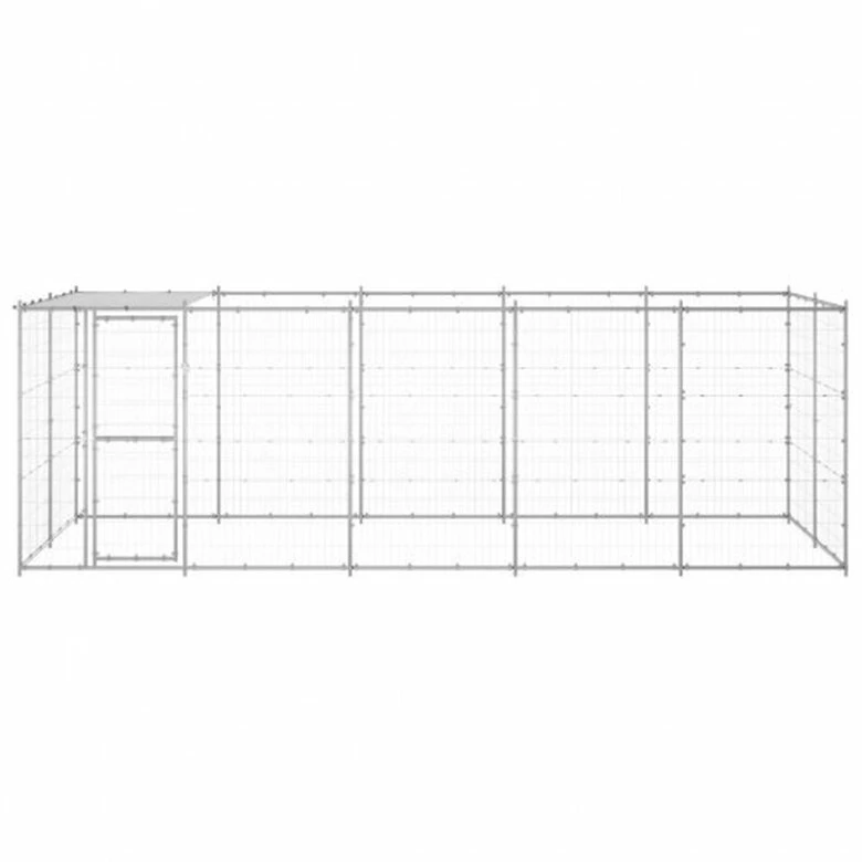 Vidaxl Perrera Con Puerta De Bisagra Plateada Para Perros 1210 Cm X 220 Cm X 180 Cm 5 Vidaxl Perrera Con Puerta De Bisagra Plateada Para Perros 1210 Cm X 220 Cm X 180 Cm - Imagen 5