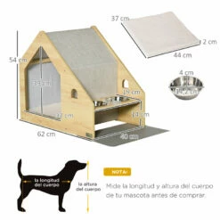 PawHut Caseta Para Perros De Madera Cama De Interior Para Cachorros 62 Cm X 40 Cm X 54 Cm -Tienda barata Tiendanimal 41bf003ae85d4656927c677b9eec0923