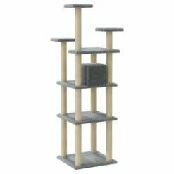 Vidaxl Rascador árbol Con Casa Gris Claro Para Gatos 60,5 Cm X 60 Cm X 110 Cm -Tienda barata Tiendanimal 42135 22052611113269 4 vidaxl rascador rbol casa gris claro para gatos