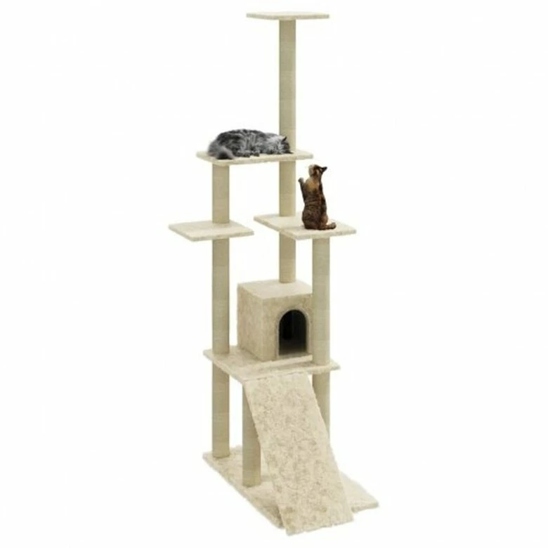 VidaXL Árbol Rascador Con Casa Color Crema Para Gatos 54 Cm X 73 Cm X 155 Cm 3 VidaXL Árbol Rascador Con Casa Color Crema Para Gatos 54 Cm X 73 Cm X 155 Cm - Imagen 3