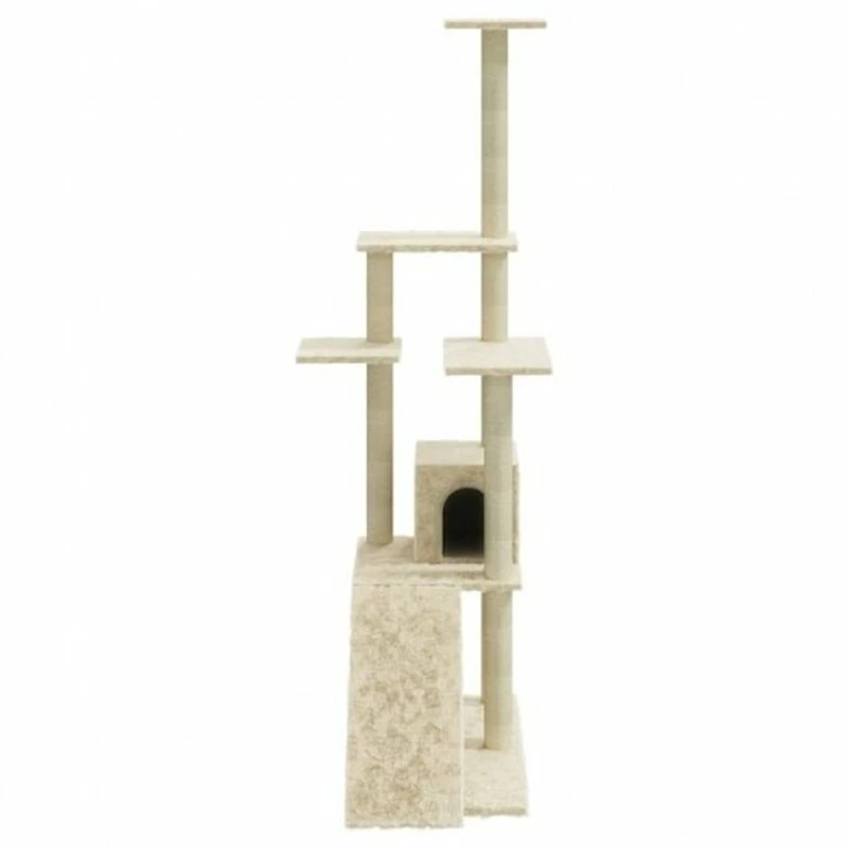 VidaXL Árbol Rascador Con Casa Color Crema Para Gatos 54 Cm X 73 Cm X 155 Cm 5 VidaXL Árbol Rascador Con Casa Color Crema Para Gatos 54 Cm X 73 Cm X 155 Cm - Imagen 5