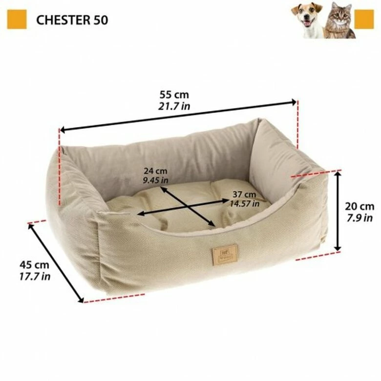 Ferplast Chester Cama Acolchada Beige Para Mascotas 78 Cm X 56 Cm X 22 Cm 4 Ferplast Chester Cama Acolchada Beige Para Mascotas 78 Cm X 56 Cm X 22 Cm - Imagen 4