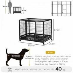 PawHut Jaula De Transporte De Metal Con Ruedas Y Frenos Para Perros 109 Cm X 76 Cm X 87 Cm -Tienda barata Tiendanimal 46912 22041917315174 2 pawhut jaula transporte metal ruedas frenos para p