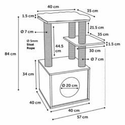 Flamingo Elias árbol Rascador 3 Postes Gris Para Gatos 57 Cm X 40 Cm X 84 Cm -Tienda barata Tiendanimal 46916 22041917322223 4 flamingo elias rbol rascador postes gris para gato