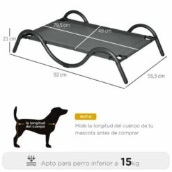 Pawhut Cama Elevada Gris Para Perros Pequeños Y Medianos 92 Cm X 55.5 Cm X 21 Cm -Tienda barata Tiendanimal 47174 22042818111085 1 pawhut cama elevada gris para perros peque mediano