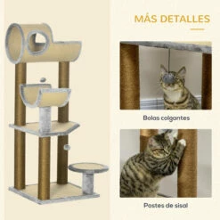 PawHut Árbol Rascador Para Gatos Con Cama Marrón. 49 Cm X 49 Cm X 122 Cm -Tienda barata Tiendanimal 4aae941c5d694a88a9f439d8c590120f