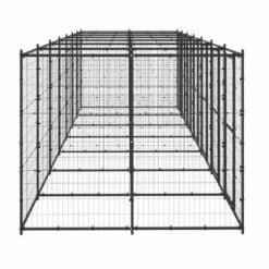 VidaXL Perrera De Acero 16,94 M² Negra 770 Cm X 220 Cm X 180 Cm -Tienda barata Tiendanimal 50386 22080408580858 3 vidaxl perrera acero 1694 negra