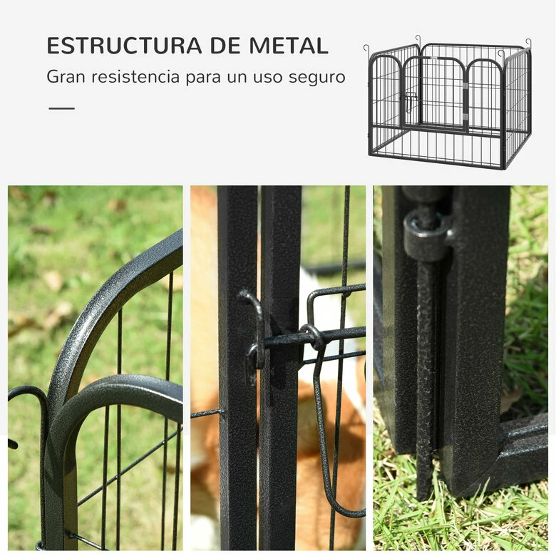 PawHut Parque Para Perros De 4 Paneles Parque De Juegos Para Mascotas Plegable 82x82x60 Cm Con Puerta De Pestillo Para Exterior E Interior Gris 82 Cm X 82 Cm X 60 Cm 4 PawHut Parque Para Perros De 4 Paneles Parque De Juegos Para Mascotas Plegable 82x82x60 Cm Con Puerta De Pestillo Para Exterior E Interior Gris 82 Cm X 82 Cm X 60 Cm - Imagen 4