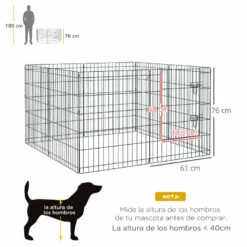 PawHut Parque De Juegos Para Perros 8 Paneles 76x61 Cm Plegables Jaula Metálica Para Mascotas Con Puerta Y Doble Cerradura Para Jardín Patio Exterior Negro 76x61 Cm 7 PawHut Parque De Juegos Para Perros 8 Paneles 76x61 Cm Plegables Jaula Metálica Para Mascotas Con Puerta Y Doble Cerradura Para Jardín Patio Exterior Negro 76x61 Cm -Tienda barata Tiendanimal 583552d97d98461b935857a14e729e38