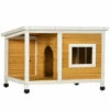 PawHut Caseta Para Perros De Madera 85,5x62x60 Cm Casa Para Mascotas Refugio Para Perros Con Techo Asfáltico Impermeable Y Ventana Para Interior Exterior Natural. 85.5 Cm X 62 Cm X 60 Cm