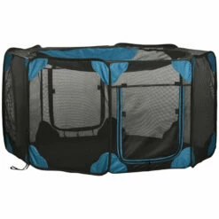 PawHut Parque Plegable Para Perros Y Gatos De 8 Paneles Parque De Juego Para Mascotas Con Bolsa De Transporte Recinto Portátil Para Conejos Conejillos De Indias Ø91x58 Cm Azul 91 Cm X 91 Cm X 58 Cm