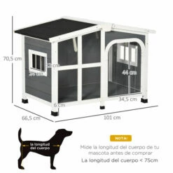 PawHut Caseta Para Perros De Madera 101x66,5x70,5 Cm Casa Para Mascotas Con Techo Abatible Frontal De Acrílico Puerta Con Cortina Y Fondo Extraíble Gris Oscuro. 101 Cm X 66.5 Cm X 70.5 Cm -Tienda barata Tiendanimal 5eea32905d314f1596b61a2762fb6b37