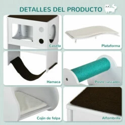 PawHut Estantes Para Gatos De Pared De 3 Piezas Muebles De Pared Para Gatos Centro De Actividades Para Gatitos Con Caseta Plataformas Hamaca Poste De Sisal Y Cojines Suaves Blanco 48 Cm X 30 Cm X 58 Cm -Tienda barata Tiendanimal 5fc93d7ea856480abbaa618d038d0f1e