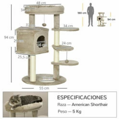 PawHut Árbol Rascador Para Gatos Pequeños Altura 94 Cm Torre Para Gatos Con Cama Superior Cueva 3 Escaleras Bolas Colgantes Y Postes De Sisal 55x55x94 Cm Marrón 55 Cm X 55 Cm X 94 Cm -Tienda barata Tiendanimal 63a157f3c09d42f2baa9cb92923b464e