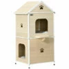 PawHut Casa Para Gatos Madera Natural 47x40x90 Cm