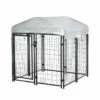 Pawhut Perrera De Exterior Con Techo 120x120x138 Cm Jaula Para Perros Parque Para Mascotas Con Malla De Metal Y Puerta Con Cerradura Para Jardín Patio Plata. 120 Cm X 120 Cm X 138 Cm
