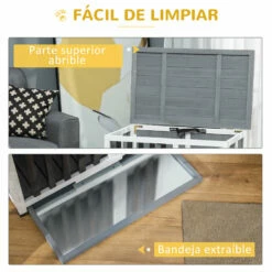 PawHut Jaula Para Perros En Casa Plegable 84,5x51,4x61 Cm Mueble Perrera De Madera Con Techo Abatible Y Bandeja Extraíble Para Perros Medianos Gris 84.5x51.4x61 Cm -Tienda barata Tiendanimal 782cb66c7f1b4ebbb19d8ffb2e217b13