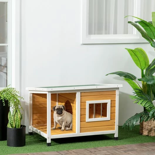 PawHut Caseta Para Perros De Madera 85,5x62x60 Cm Casa Para Mascotas Refugio Para Perros Con Techo Asfáltico Impermeable Y Ventana Para Interior Exterior Natural. 85.5 Cm X 62 Cm X 60 Cm 2 PawHut Caseta Para Perros De Madera 85,5x62x60 Cm Casa Para Mascotas Refugio Para Perros Con Techo Asfáltico Impermeable Y Ventana Para Interior Exterior Natural. 85.5 Cm X 62 Cm X 60 Cm - Imagen 2