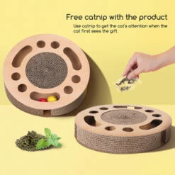 Nobleza Rascador Para Gatos Con Hierba Gatera，Redonda Rascadoras De Cartón Para Cama Con 2 Juguetes Para Gatos Interactivos Pelotas 33 Cm X 33.5 Cm X 5.5 Cm -Tienda barata Tiendanimal 901c74cbffd145c8a227102e0260c20e