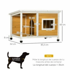 PawHut Caseta Para Perros De Madera 85,5x62x60 Cm Casa Para Mascotas Refugio Para Perros Con Techo Asfáltico Impermeable Y Ventana Para Interior Exterior Natural. 85.5 Cm X 62 Cm X 60 Cm 7 PawHut Caseta Para Perros De Madera 85,5x62x60 Cm Casa Para Mascotas Refugio Para Perros Con Techo Asfáltico Impermeable Y Ventana Para Interior Exterior Natural. 85.5 Cm X 62 Cm X 60 Cm -Tienda barata Tiendanimal 9126c421205c4c969ba153500847669f