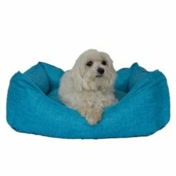 Cama Para Perros Salud Con Borde Mullido En Azul 60 Cm X 50 Cm