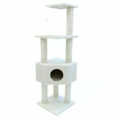 TK-Pet Lira Rascador Con Refugio Blanco Para Gatos 40 X 40 X 135 Cm