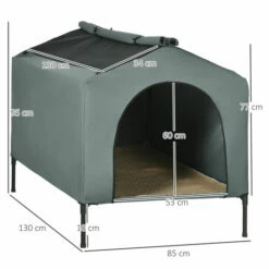 PawHut Caseta Para Perros Con Cubierta Exterior 130x85x95 Cm Cama Elevada Para Mascotas Con Cojín Y Ventanas De Malla Enrollable Para Perros Grandes Gris. 130 Cm X 85 Cm X 95 Cm -Tienda barata Tiendanimal a5c446f4eb484f5697a1f9237ae9b058