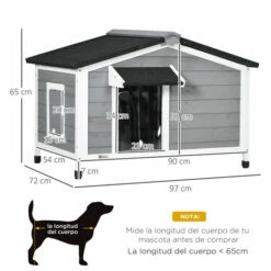 PawHut Caseta Para Perros De Madera 97x72x65 Cm Casita Para Mascotas Con Techo Asfáltico Abatible 2 Ventanas Puerta Con Cortina Y Base Extraíble Gris. 97 Cm X 72 Cm X 65 Cm 7 PawHut Caseta Para Perros De Madera 97x72x65 Cm Casita Para Mascotas Con Techo Asfáltico Abatible 2 Ventanas Puerta Con Cortina Y Base Extraíble Gris. 97 Cm X 72 Cm X 65 Cm -Tienda barata Tiendanimal a86476bed39f4098a1b00fb3772f9a2b