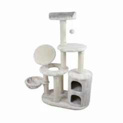 Nayeco Season Árbol Rascador Blanco De Tres Niveles Para Gatos 45 X 80 X 137 Cm