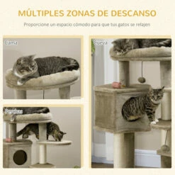 PawHut Árbol Rascador Para Gatos Pequeños Altura 94 Cm Torre Para Gatos Con Cama Superior Cueva 3 Escaleras Bolas Colgantes Y Postes De Sisal 55x55x94 Cm Marrón 55 Cm X 55 Cm X 94 Cm -Tienda barata Tiendanimal b47988b2586a42bdaab509c51b4e7b3d
