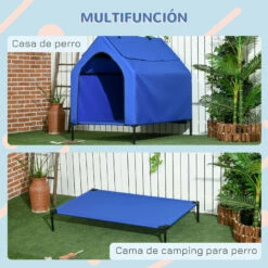 PawHut Caseta Para Perros 110x76x110 Cm Cama Elevada Para Mascotas Con Cubierta Desmontable Y Ventanas De Malla Para Perros Grandes Y Extra Grandes Azul. 110 Cm X 76 Cm X 110 Cm -Tienda barata Tiendanimal b5fde4494b5148f1a5740e158f0ec0af