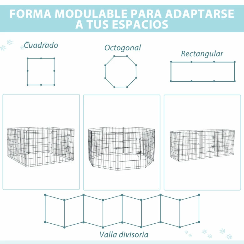PawHut Parque De Juegos Para Perros 8 Paneles 76x61 Cm Plegables Jaula Metálica Para Mascotas Con Puerta Y Doble Cerradura Para Jardín Patio Exterior Negro 76x61 Cm 4 PawHut Parque De Juegos Para Perros 8 Paneles 76x61 Cm Plegables Jaula Metálica Para Mascotas Con Puerta Y Doble Cerradura Para Jardín Patio Exterior Negro 76x61 Cm - Imagen 4