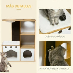PawHut Árbol Rascador Para Gatos De Madera 92,5 Cm Torre Para Gatos Para Gatitos De Interior Con 2 Cuevas Rascador Hamaca Y Cojines De Felpa 76x37x92,5 Cm Roble 76 Cm X 37 Cm X 92.5 Cm 9 PawHut Árbol Rascador Para Gatos De Madera 92,5 Cm Torre Para Gatos Para Gatitos De Interior Con 2 Cuevas Rascador Hamaca Y Cojines De Felpa 76x37x92,5 Cm Roble 76 Cm X 37 Cm X 92.5 Cm -Tienda barata Tiendanimal c479d5b9e6664d22bfb202355c13b7ef