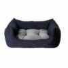 Cuna Confort Loneta Para Perros Color Marino Y Gris 73 Cm X 63 Cm X 24 Cm
