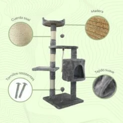 Árbol Rascador Para Gatos Gris 50 Cm X 50 Cm X 170 Cm 7 Árbol Rascador Para Gatos Gris 50 Cm X 50 Cm X 170 Cm -Tienda barata Tiendanimal dc834a9748d5443980b93884c13636ff