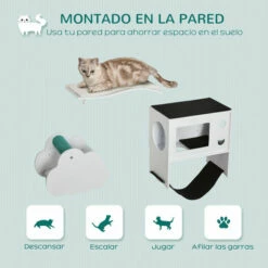 PawHut Estantes Para Gatos De Pared De 3 Piezas Muebles De Pared Para Gatos Centro De Actividades Para Gatitos Con Caseta Plataformas Hamaca Poste De Sisal Y Cojines Suaves Blanco 48 Cm X 30 Cm X 58 Cm -Tienda barata Tiendanimal e3da26f8e72e44278b708312ec525f4c