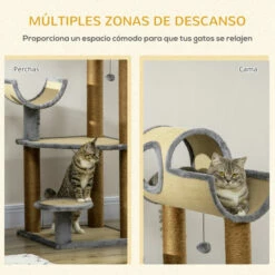PawHut Árbol Rascador Para Gatos Con Cama Marrón. 49 Cm X 49 Cm X 122 Cm -Tienda barata Tiendanimal e4778d2a719a4db898be6a66b82d30f6