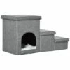 PawHut Escalera Para Perros Escalera Rampa Para Mascotas De 3 Peldaños Con Tapas 3 Cajas De Almacenamiento Cueva Y Cojín Lavable Para Cama Sofá 73,5x33x40,5 Cm Gris 73.5 Cm X 33 Cm X 40.5 Cm