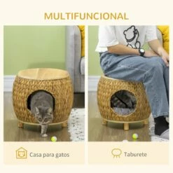 PawHut Cueva Para Gatos Cesta Para Gatos De Mimbre 44 Cm X 43 Cm X 42 Cm -Tienda barata Tiendanimal e7c6c75c21c44dd8b4d9839be7289dfe