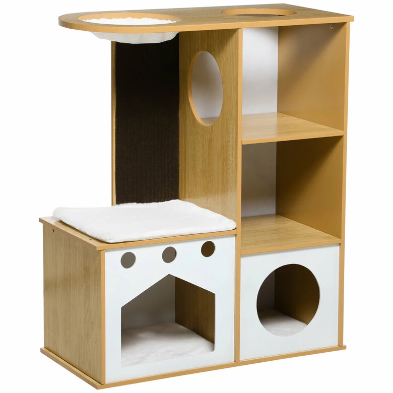 PawHut Árbol Rascador Para Gatos De Madera 92,5 Cm Torre Para Gatos Para Gatitos De Interior Con 2 Cuevas Rascador Hamaca Y Cojines De Felpa 76x37x92,5 Cm Roble 76 Cm X 37 Cm X 92.5 Cm 1 PawHut Árbol Rascador Para Gatos De Madera 92,5 Cm Torre Para Gatos Para Gatitos De Interior Con 2 Cuevas Rascador Hamaca Y Cojines De Felpa 76x37x92,5 Cm Roble 76 Cm X 37 Cm X 92.5 Cm