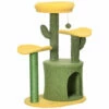 PawHut Árbol Rascador Para Gatos En Forma De Cactus Amarillo Y Verde 54 Cm X 39 Cm X 83 Cm