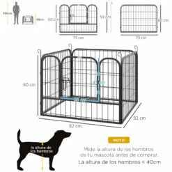 PawHut Parque Para Perros De 4 Paneles Parque De Juegos Para Mascotas Plegable 82x82x60 Cm Con Puerta De Pestillo Para Exterior E Interior Gris 82 Cm X 82 Cm X 60 Cm 7 PawHut Parque Para Perros De 4 Paneles Parque De Juegos Para Mascotas Plegable 82x82x60 Cm Con Puerta De Pestillo Para Exterior E Interior Gris 82 Cm X 82 Cm X 60 Cm -Tienda barata Tiendanimal f05b22c2386d451b85dc0e8e06010208