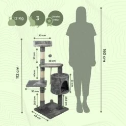 Árbol Rascador Para Gatos Gris 50 Cm X 50 Cm X 170 Cm 9 Árbol Rascador Para Gatos Gris 50 Cm X 50 Cm X 170 Cm -Tienda barata Tiendanimal f6c0f2bb435a48be9449e291199936f2