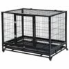 Pawhut Jaula De Metal Con Ruedas Negro Para Perros 92 Cm X 62 Cm X 75 Cm
