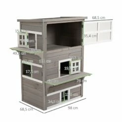 PawHut Caseta De Madera Para Gatos 98 Cm X 68,5 Cm X 122 Cm -Tienda barata Tiendanimal pawhut caseta MRK000047862 M 2