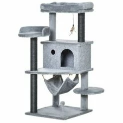 PawHut Árbol Rascador Con Cueva De Fieltro Para Gatos 48 Cm X 48 Cm X 107 Cm
