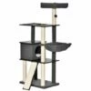 Pawhut árbol Rascador Con Plataformas Gris Para Gatos 60 Cm X 40 Cm X 146 Cm