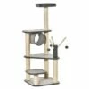 PawHut Torre Escalador Plataformas Gris Para Gatos 49 Cm X 49 Cm X 130 Cm